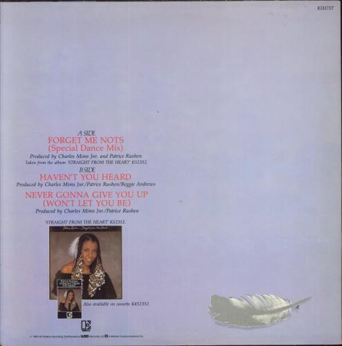 Patrice Rushen Forget Me Nots - Picture Sleeve UK 12
